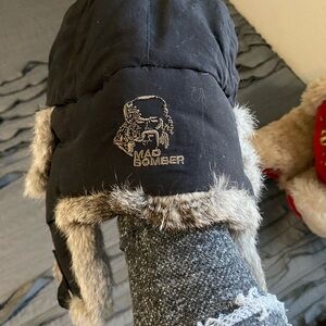 Mad Bomber Black Winter Hat with Faux Fur